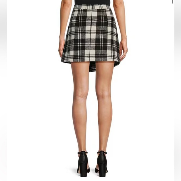 Antonio Melani Georgie Brushed Plaid Fringe Wrap Front Mini A-Line Skirt Size 10 - Picture 2 of 16